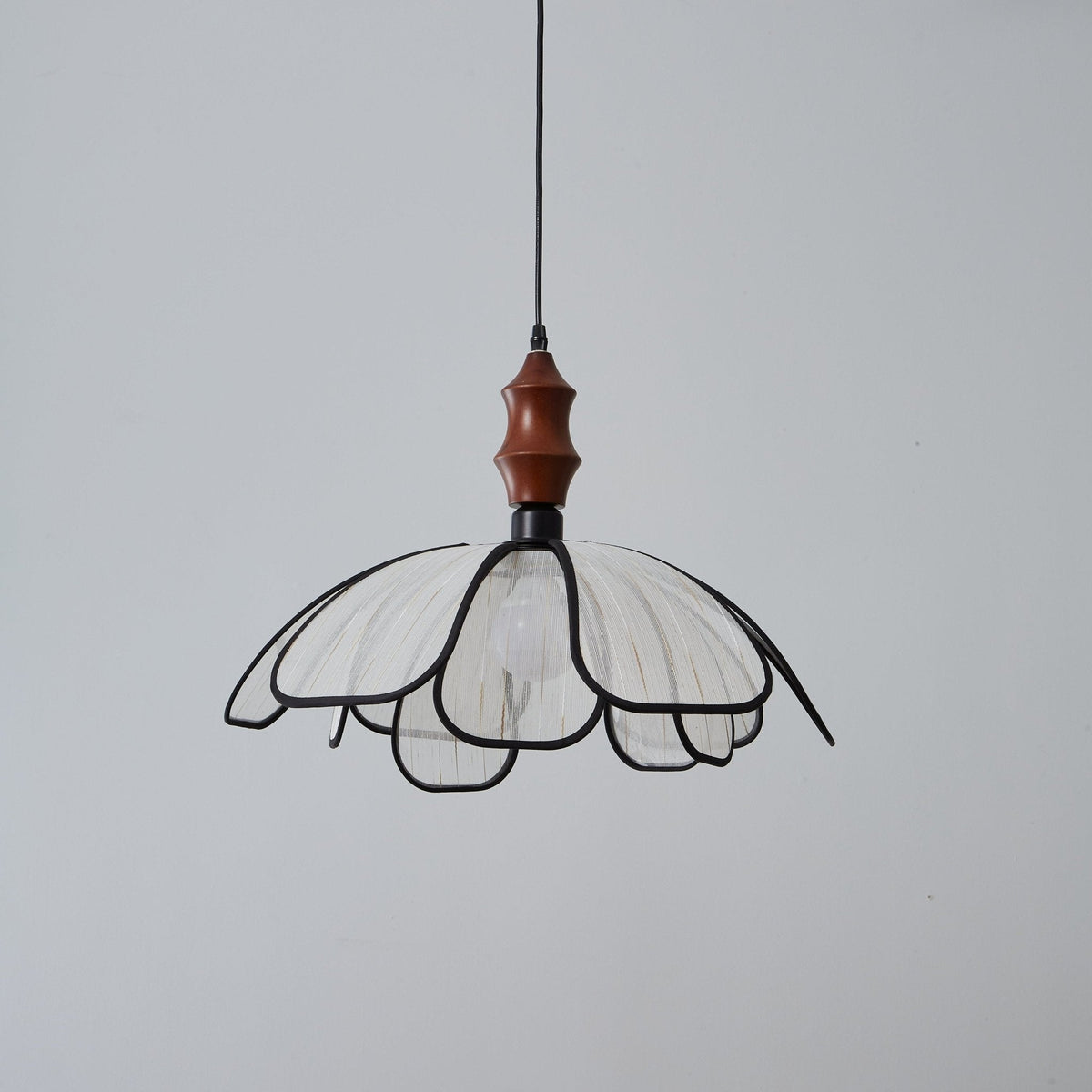 Petaline Whisper Pendant Light – Modern Fabric & Wood Designer Lamp