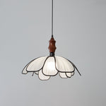 Petaline Whisper Pendant Light – Modern Fabric & Wood Designer Lamp