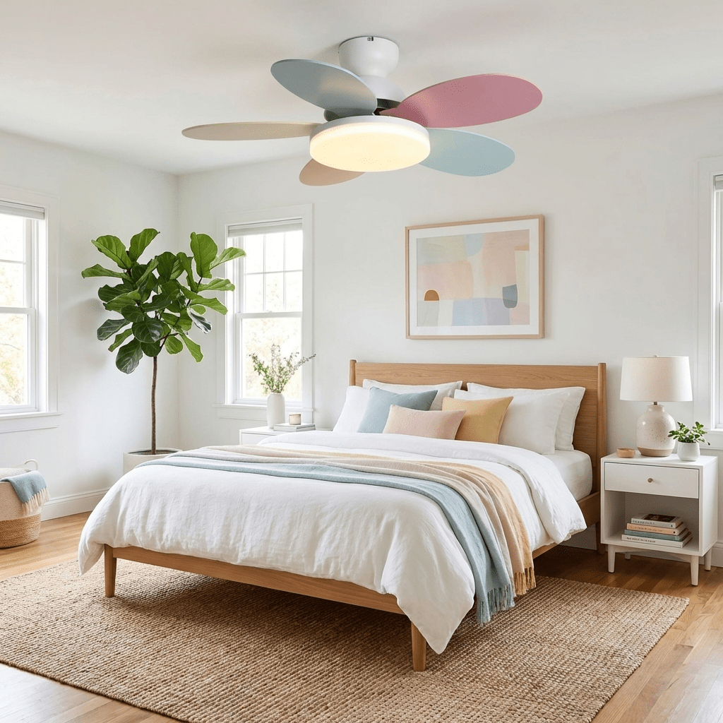 Petalo Six-Blade Wooden Ceiling Fan with Integrated LED Light