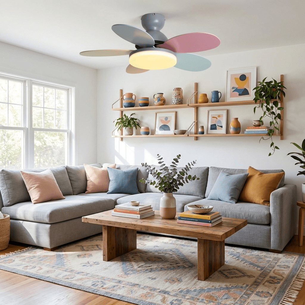 Petalo Six-Blade Wooden Ceiling Fan with Integrated LED Light