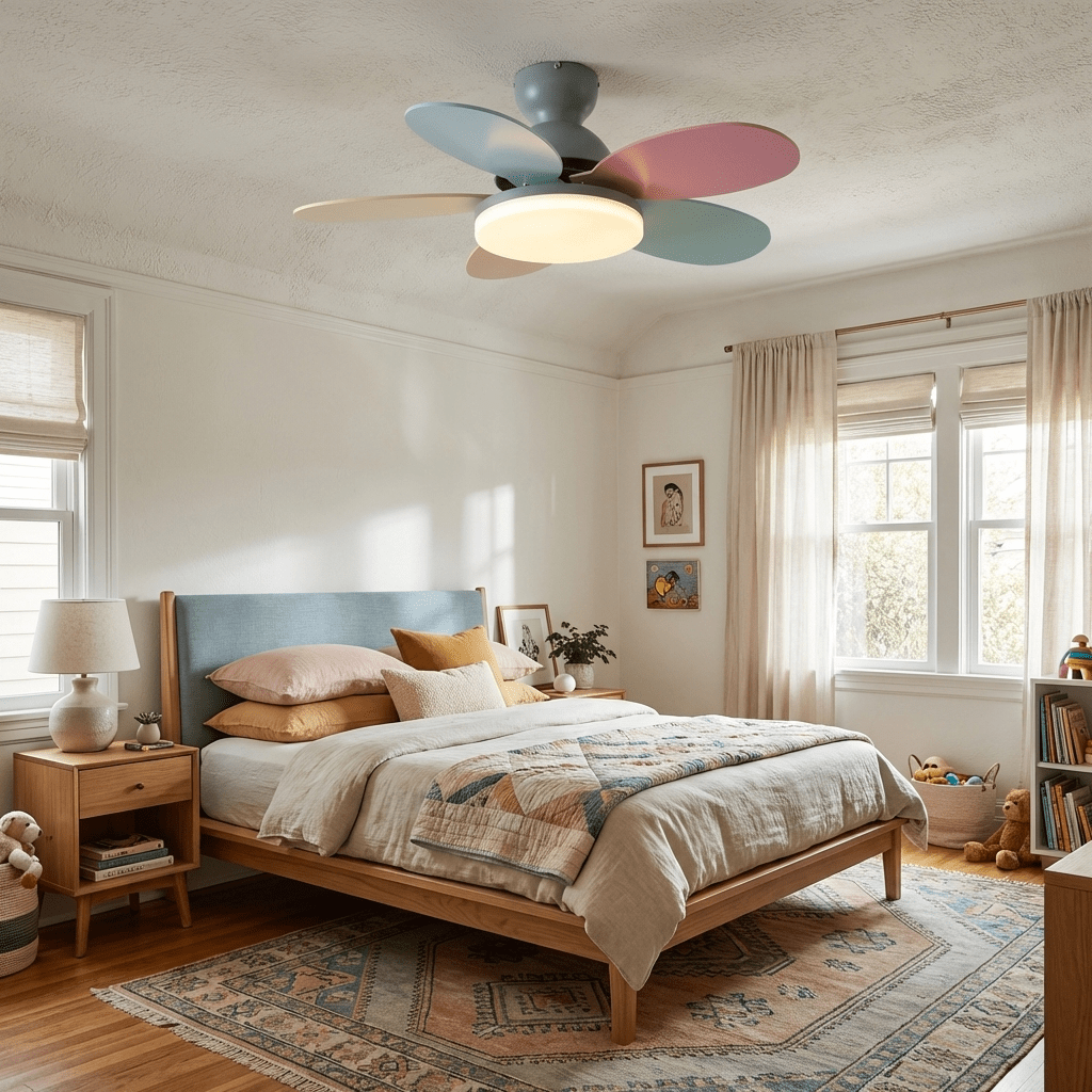 Petalo Six-Blade Wooden Ceiling Fan with Integrated LED Light
