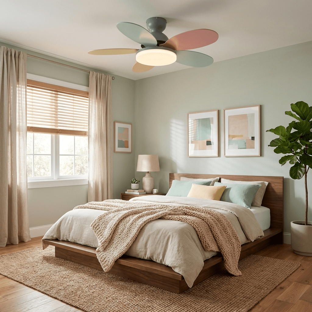 Petalo Six-Blade Wooden Ceiling Fan with Integrated LED Light