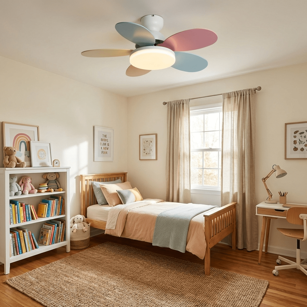 Petalo Six-Blade Wooden Ceiling Fan with Integrated LED Light