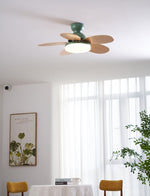 Petalo Six-Blade Wooden Ceiling Fan with Integrated LED Light