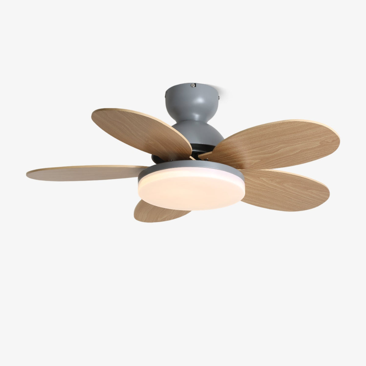 Petalo Six-Blade Wooden Ceiling Fan with Integrated LED Light