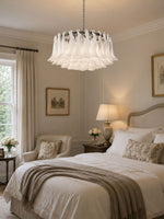 Petals Frosted Glass Chandelier in White | Modern Designer Lighting
