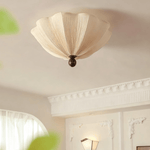 Petals Fabric Ceiling Light – Modern Flush Mount in Walnut & Beige