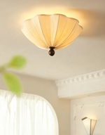 Petals Fabric Ceiling Light – Modern Flush Mount in Walnut & Beige