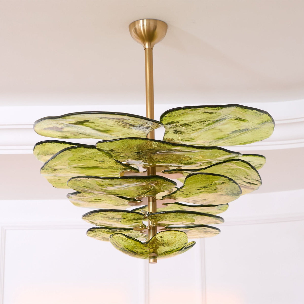 Petals Glass Chandelier – Hand-Blown Art Glass Pendant Light in Gold