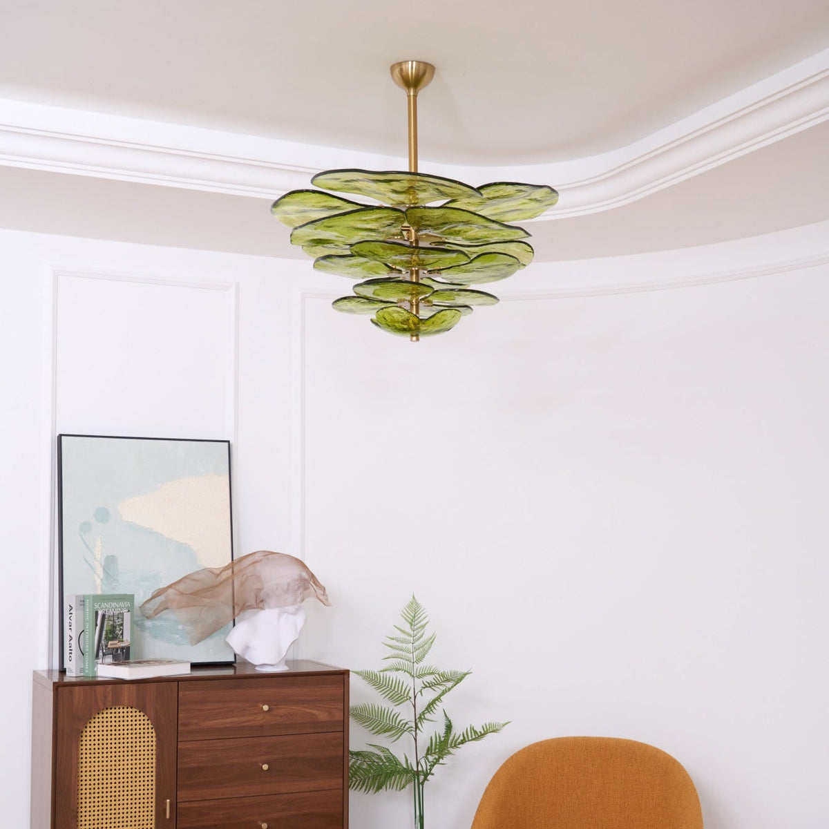 Petals Glass Chandelier – Hand-Blown Art Glass Pendant Light in Gold