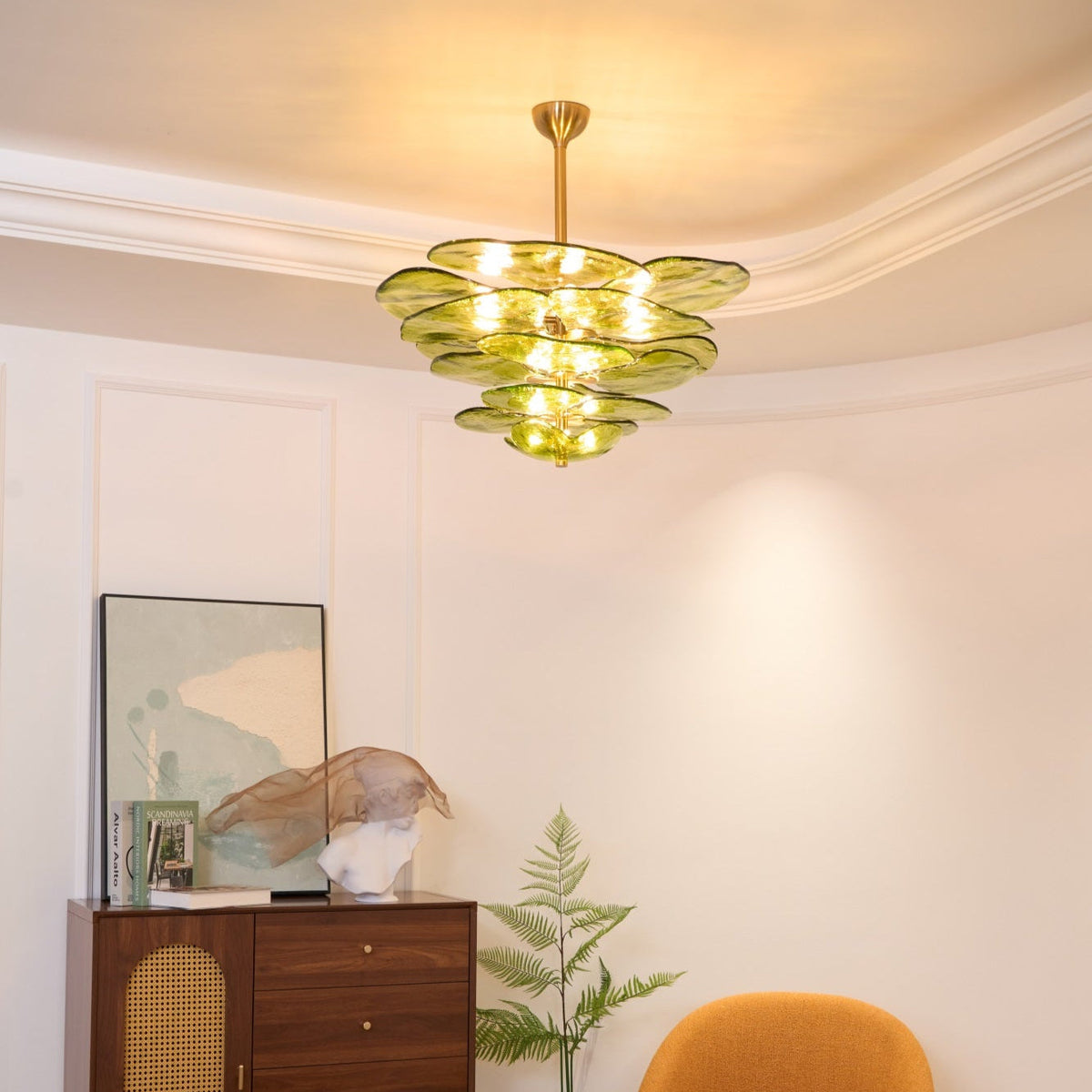 Petals Glass Chandelier – Hand-Blown Art Glass Pendant Light in Gold