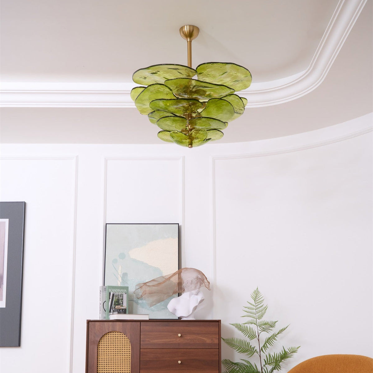 Petals Glass Chandelier – Hand-Blown Art Glass Pendant Light in Gold