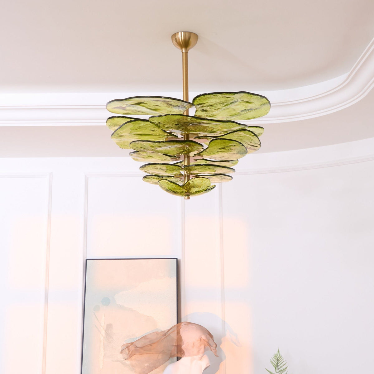 Petals Glass Chandelier – Hand-Blown Art Glass Pendant Light in Gold