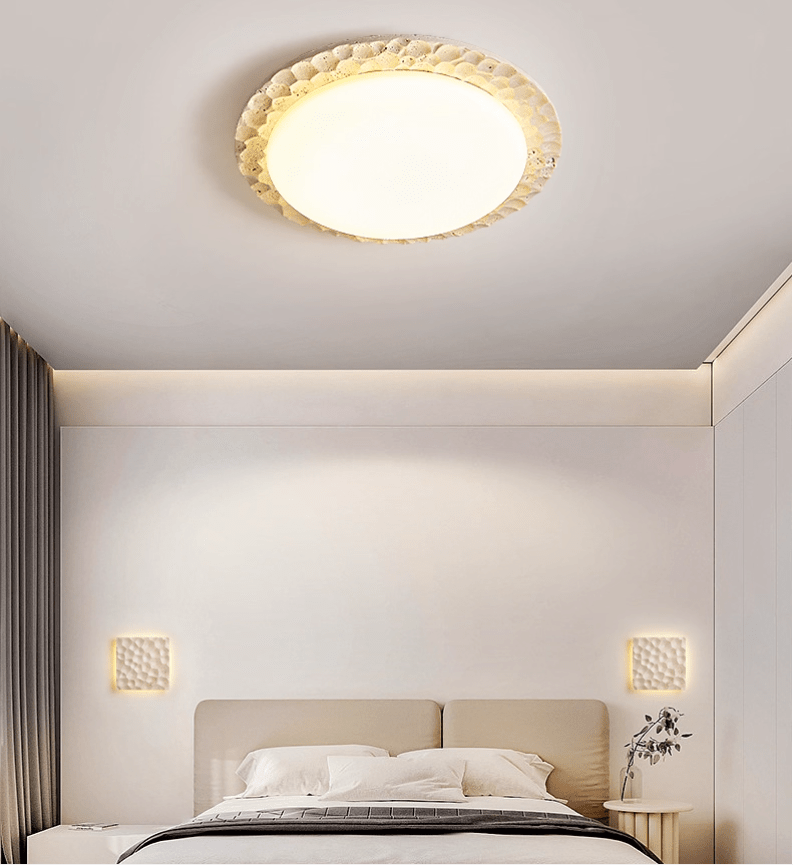 Petra Travertine LED Ceiling Light – Modern Flush Mount for Bedroom & Living Room