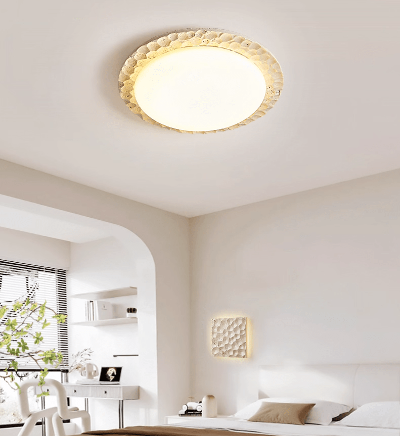 Petra Travertine LED Ceiling Light – Modern Flush Mount for Bedroom & Living Room