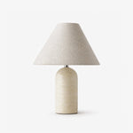 Petra Marble Table Lamp – Natural Stone Column with Linen Shade