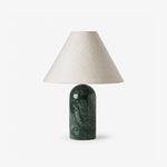 Petra Marble Table Lamp – Natural Stone Column with Linen Shade