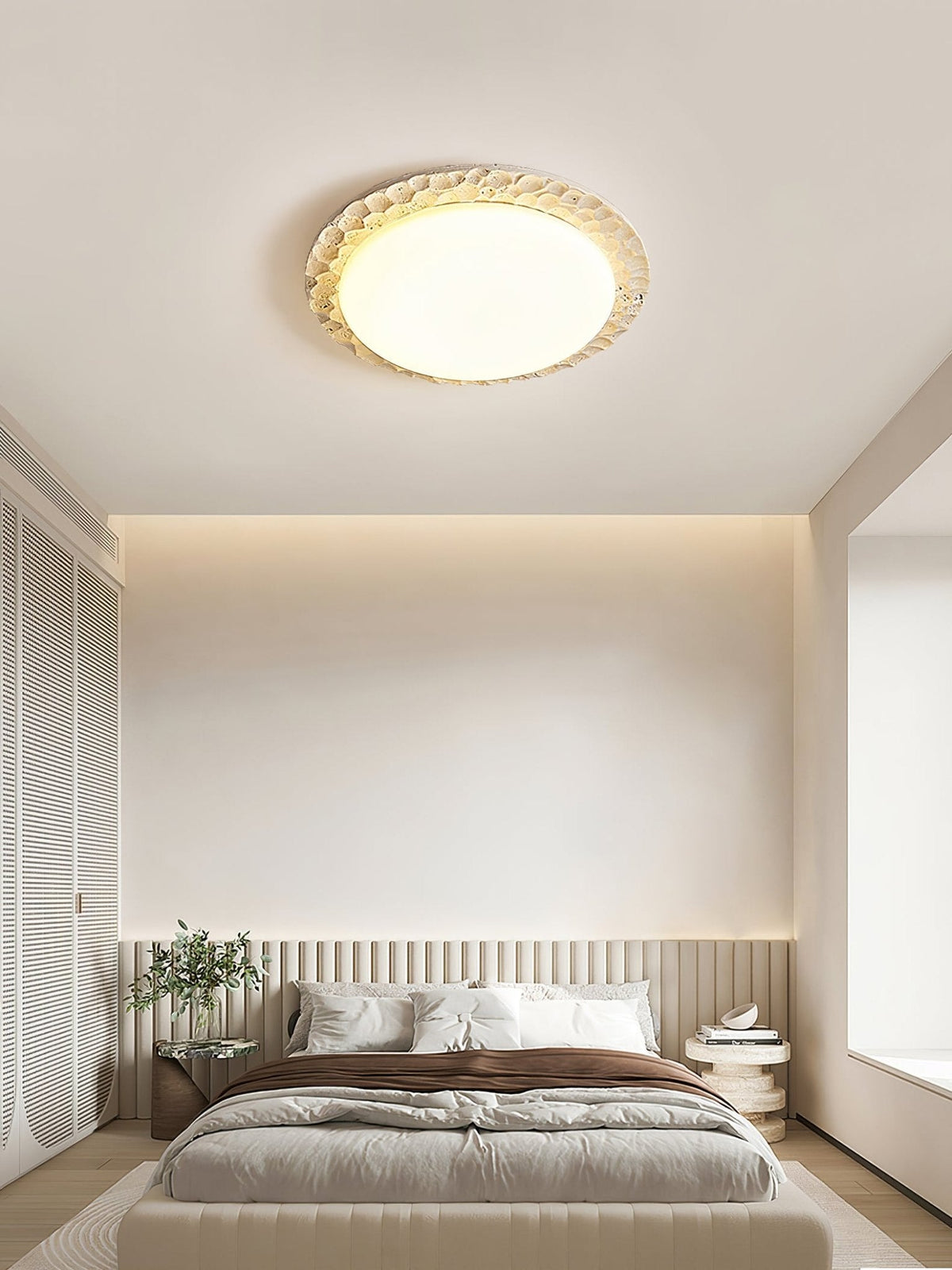Petra Travertine LED Ceiling Light – Modern Flush Mount for Bedroom & Living Room