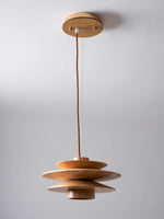 Cascade Wooden Disc Pendant Light – Modern Organic Chandelier for Dining & Living Spaces
