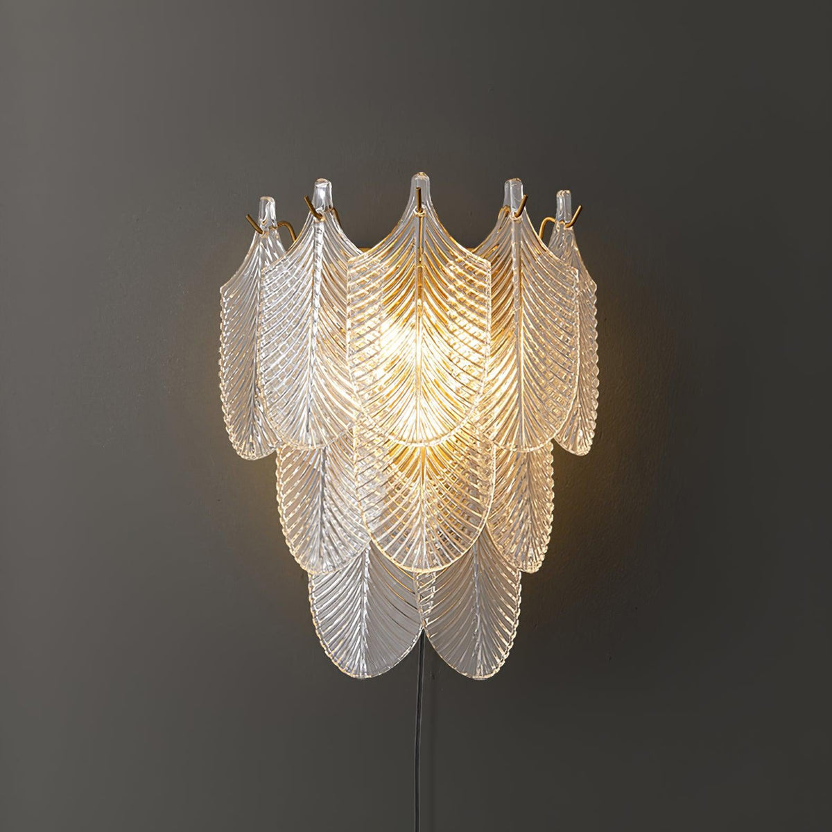 Piemonte Plug-in Wall Sconce — Textured Glass & Antique Brass