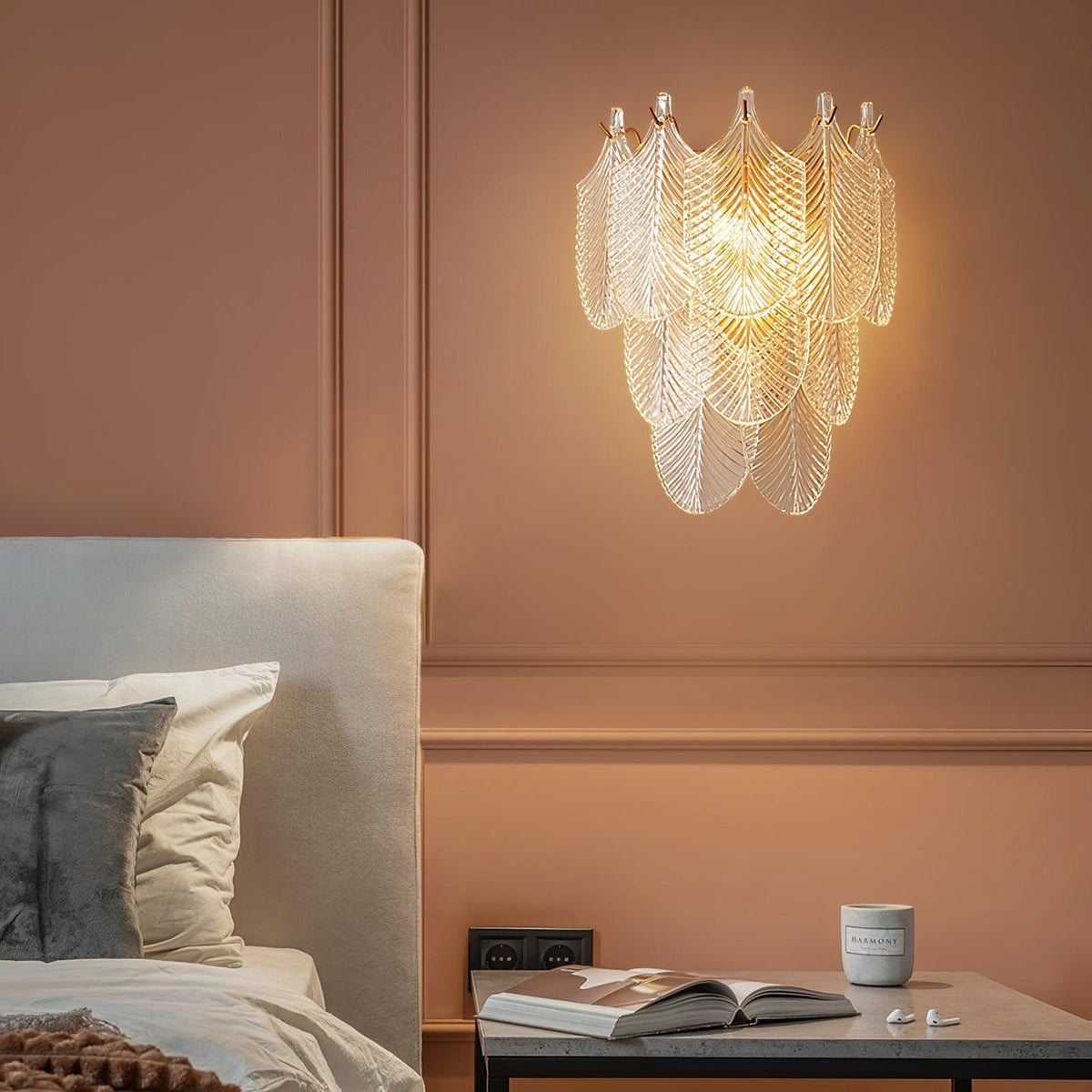 Piemonte Plug-in Wall Sconce — Textured Glass & Antique Brass