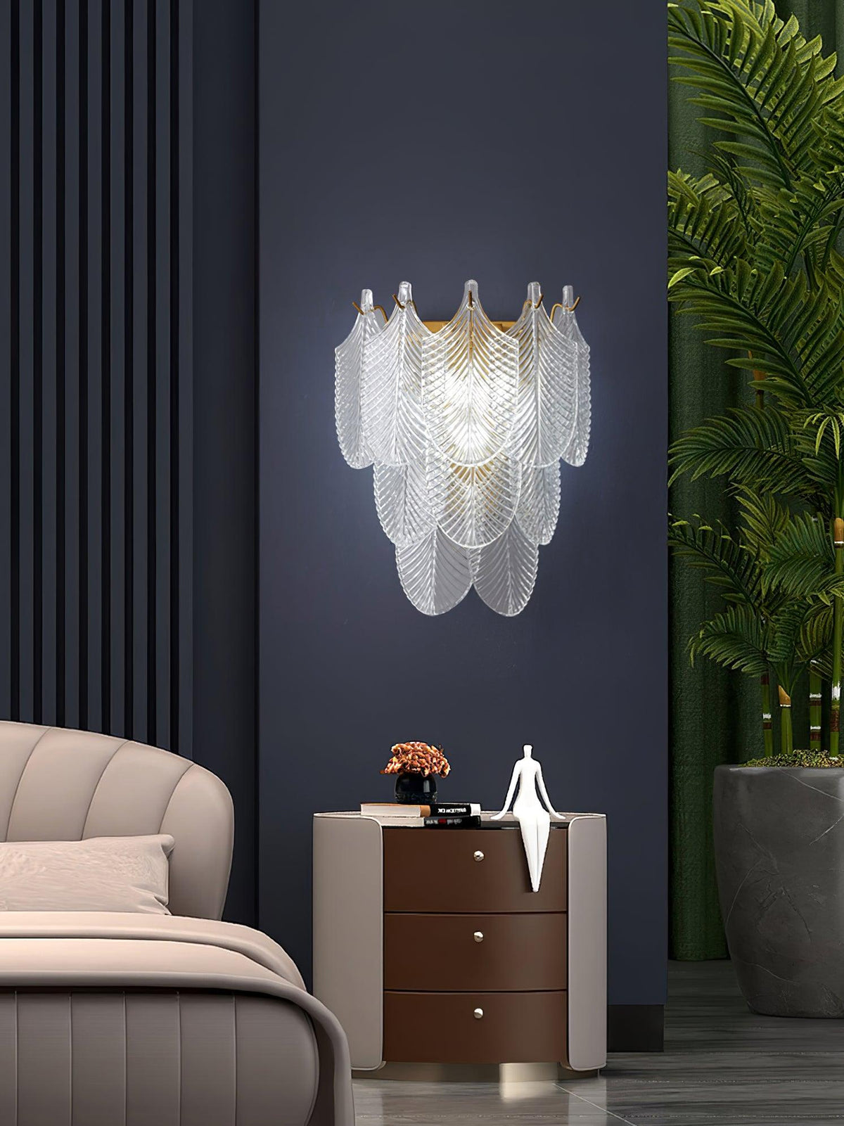Piemonte Plug-in Wall Sconce — Textured Glass & Antique Brass