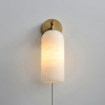 Pillar Alabaster Plug-In Wall Sconce with Bronze or Gold Finish
