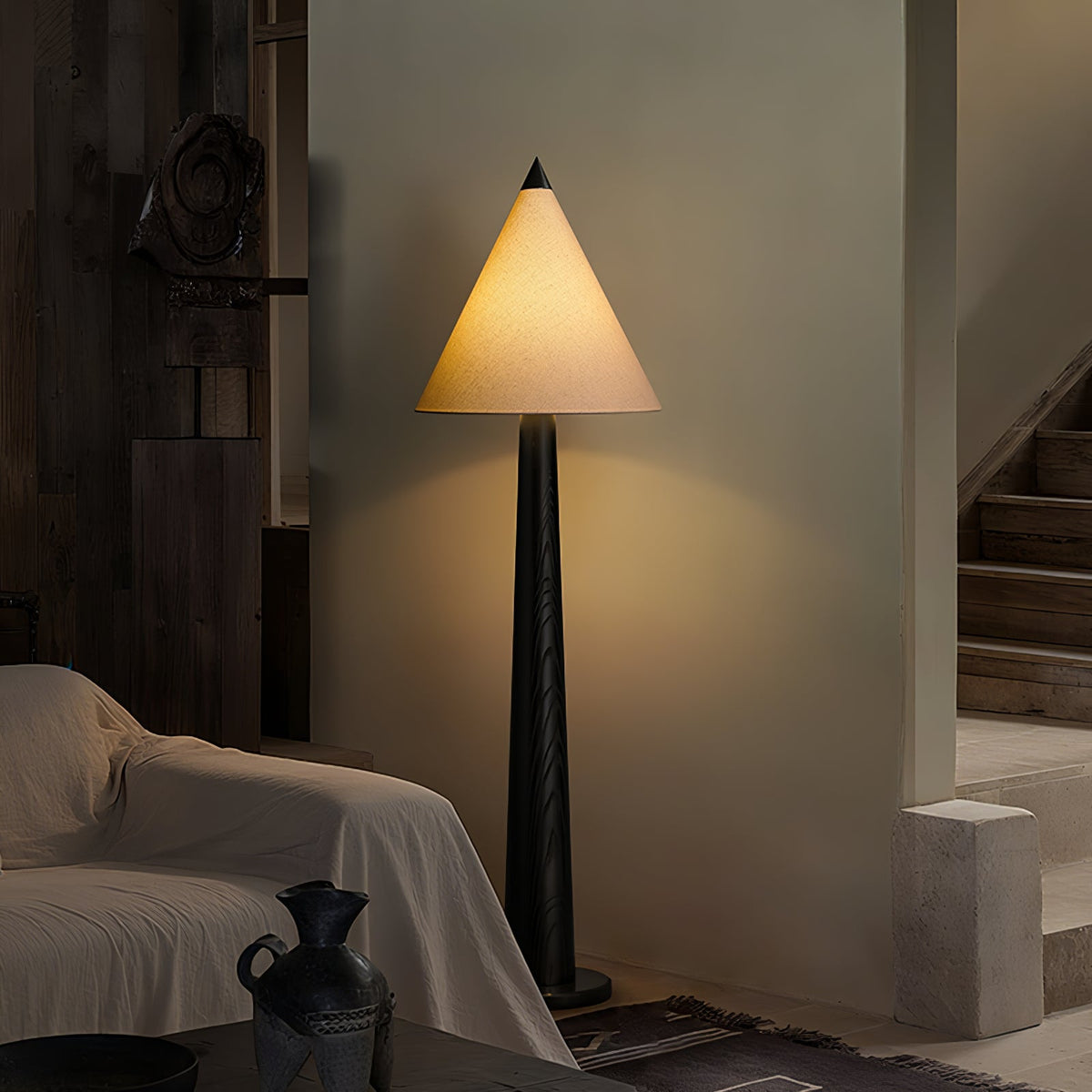 Pinecone Wooden Floor Lamp – Handcrafted Natural Illumination