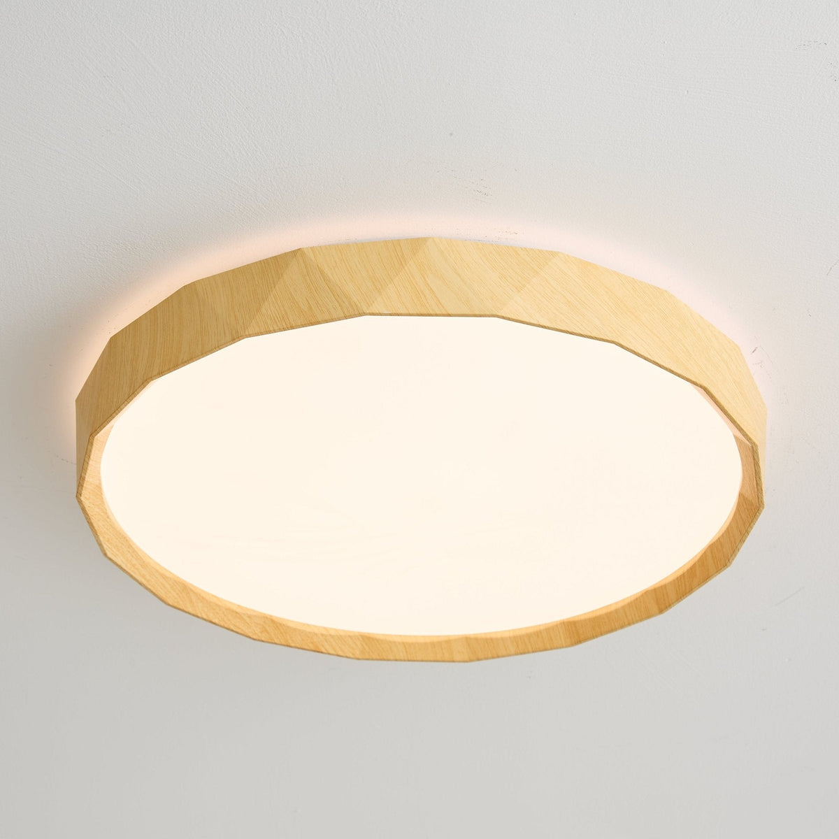 Pineo Geometric Flush Mount Ceiling Light in Walnut Wood Grain