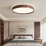 Pineo Geometric Flush Mount Ceiling Light in Walnut Wood Grain