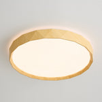 Pineo Geometric Flush Mount Ceiling Light in Walnut Wood Grain