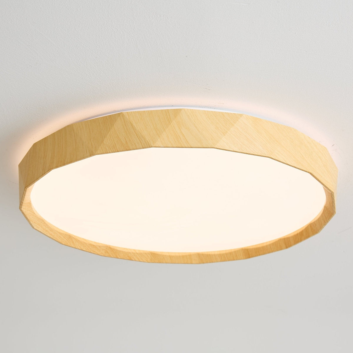 Pineo Geometric Flush Mount Ceiling Light in Walnut Wood Grain