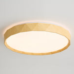 Pineo Geometric Flush Mount Ceiling Light in Walnut Wood Grain