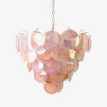 Pink Glass Disc Chandelier | Modern Designer Pendant Light for Dining & Living Rooms