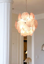 Pink Murano Glass Disc Chandelier for Dining Room and Living Room