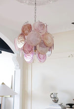 Pink Murano Glass Disc Chandelier for Dining Room and Living Room