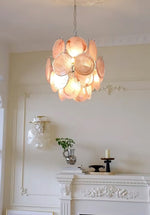 Pink Murano Glass Disc Chandelier for Dining Room and Living Room