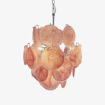 Pink Murano Glass Disc Chandelier for Dining Room and Living Room