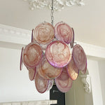 Pink Murano Glass Disc Chandelier for Dining Room and Living Room