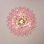 Pink Glass Prism Chandelier in Brass with Hand-Blown Triedri Glass
