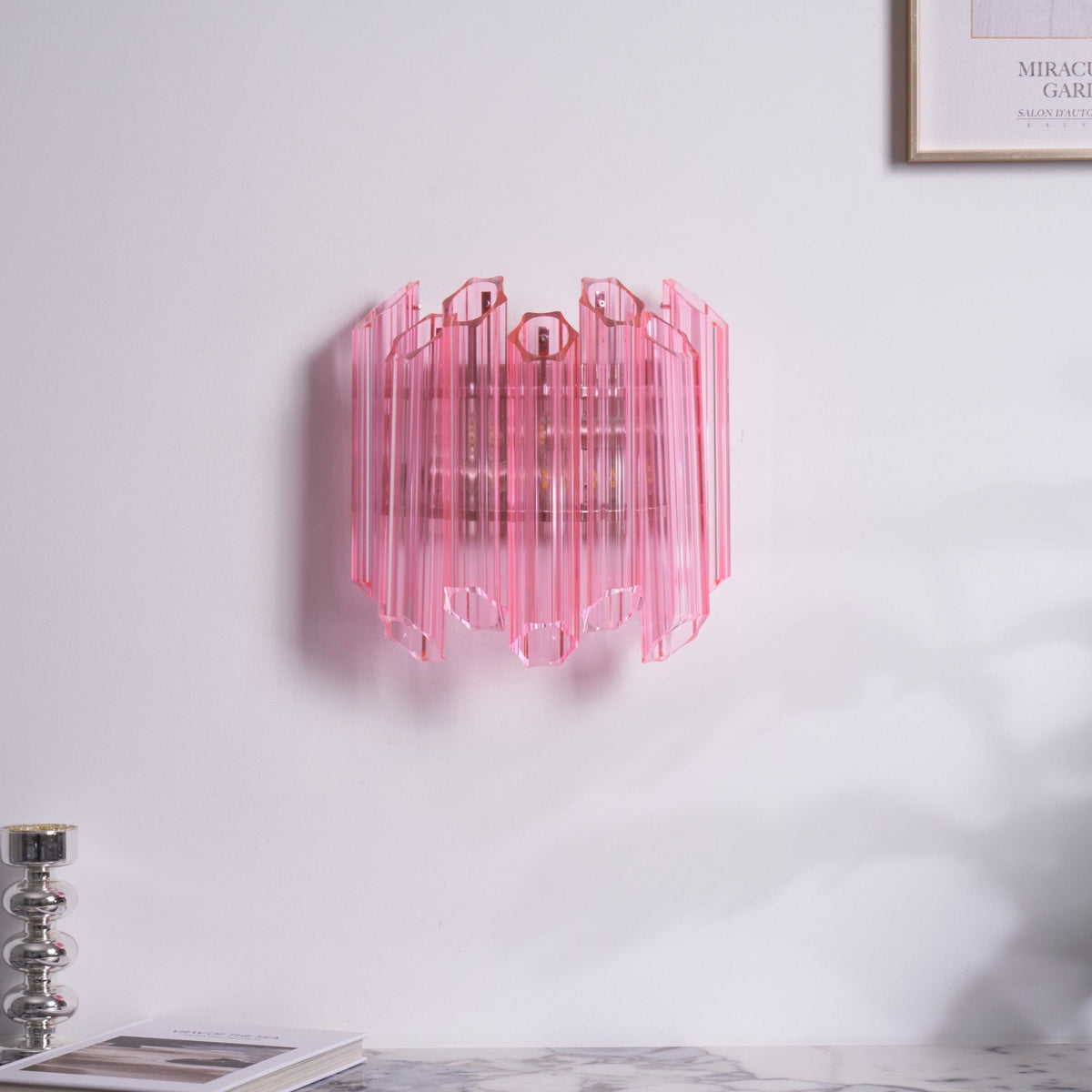 Pink Palermo Glass Wall Sconce – Hand-Blown Murano Style Blush Wall Light