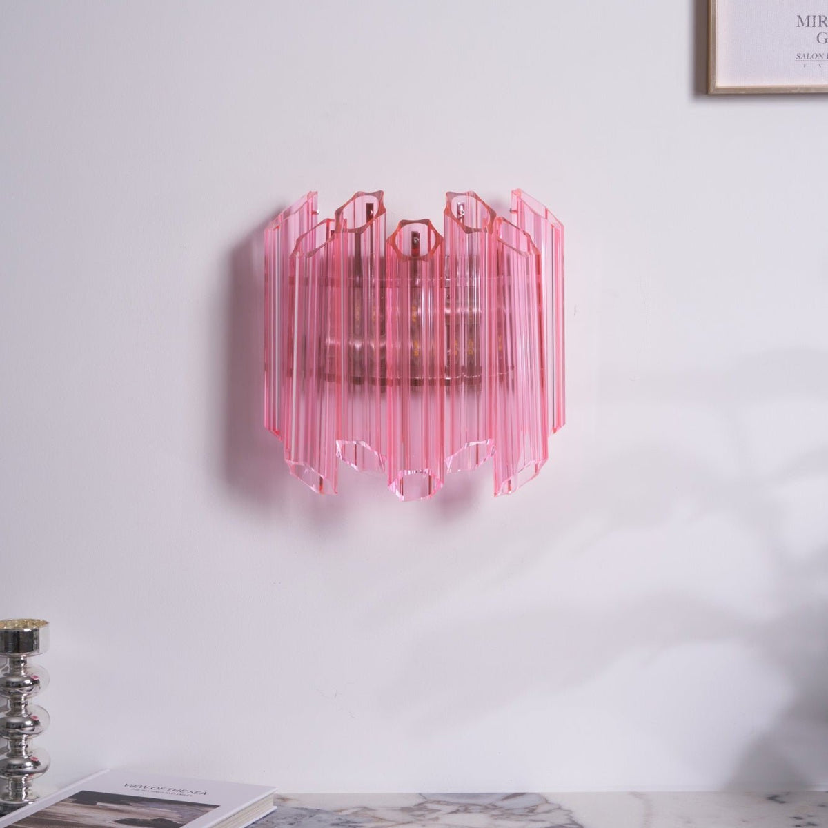 Pink Palermo Glass Wall Sconce – Hand-Blown Murano Style Blush Wall Light