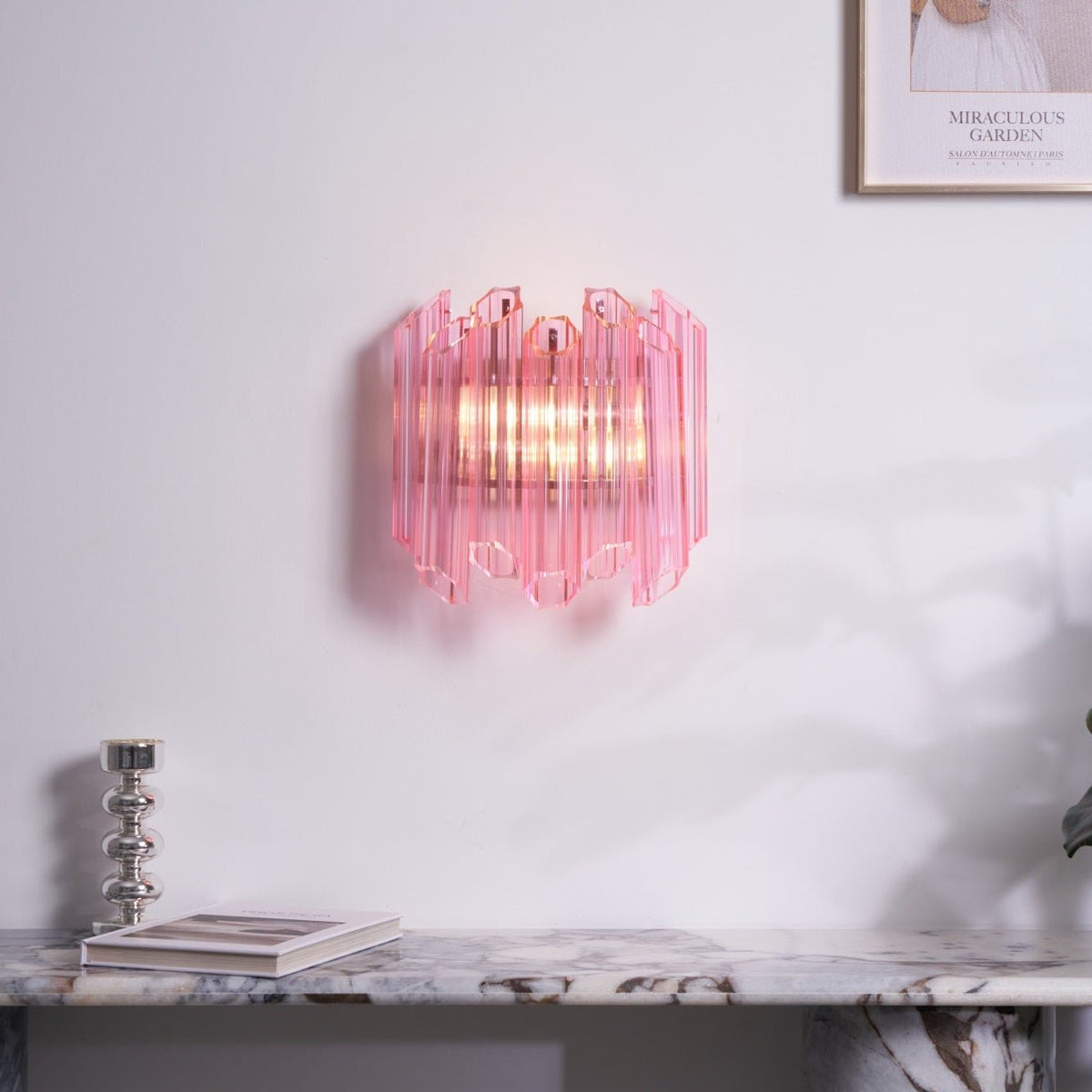Pink Palermo Glass Wall Sconce – Hand-Blown Murano Style Blush Wall Light