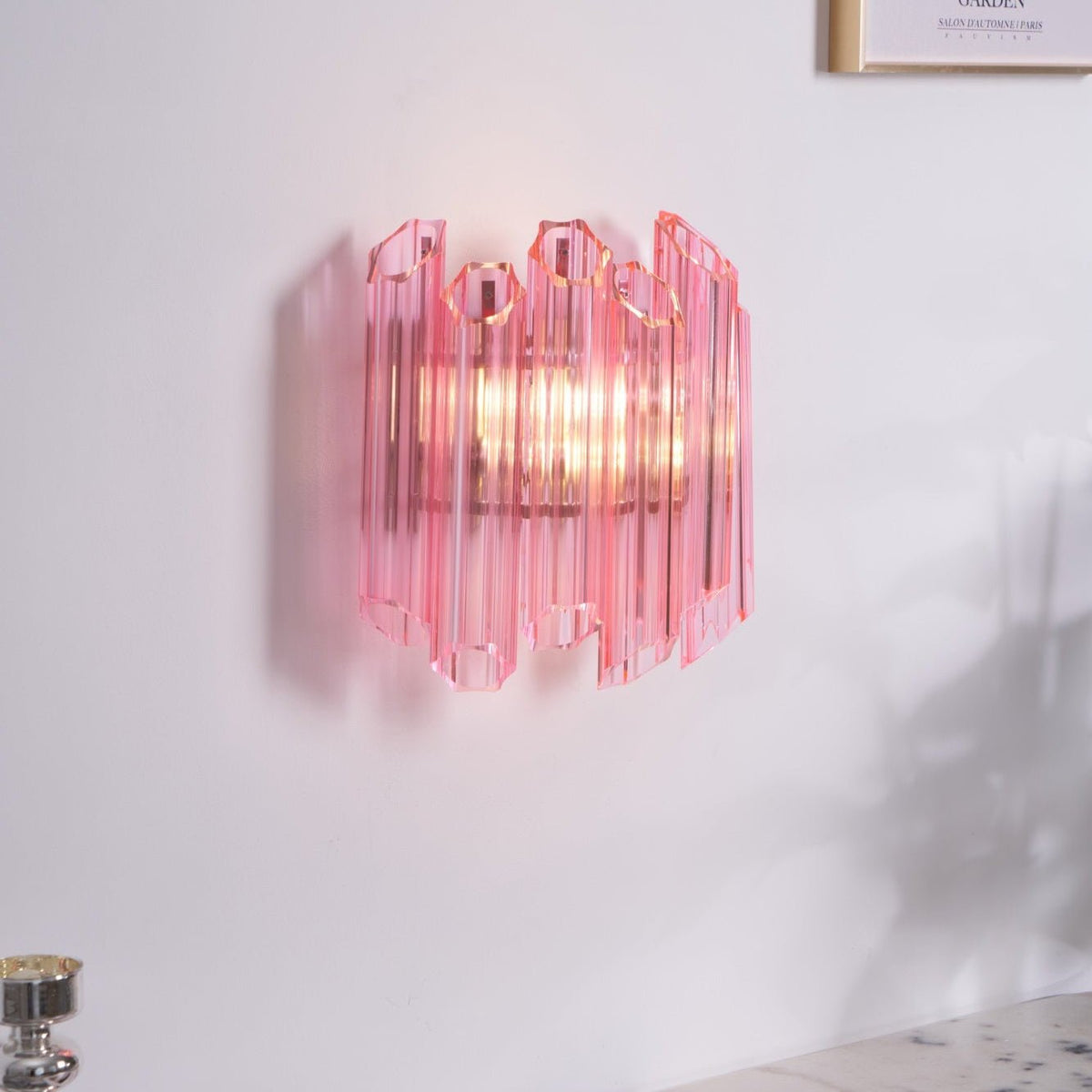 Pink Palermo Glass Wall Sconce – Hand-Blown Murano Style Blush Wall Light
