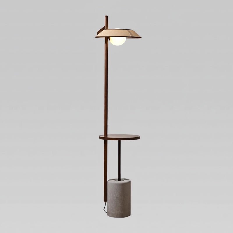 Pinnacle Floor Lamp with Walnut Stand and Cement Base
