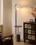 Pinnacle Floor Lamp with Walnut Stand and Cement Base