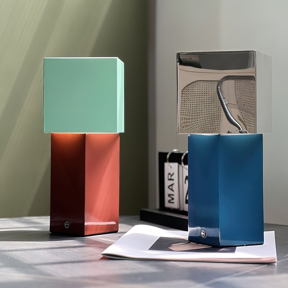 Cubic Accent Portable Table Lamp – Modern Minimalist Rechargeable LED Light