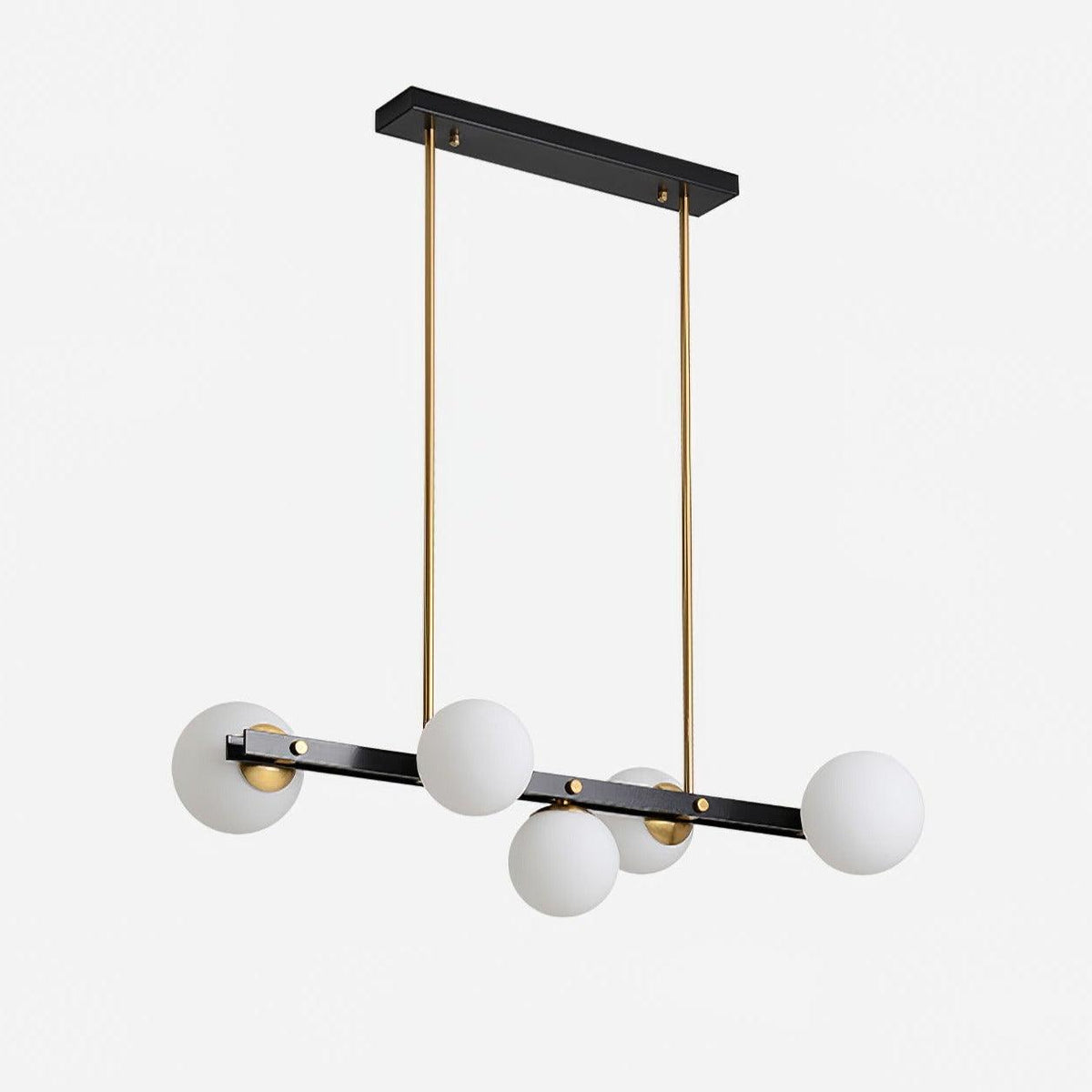 Planeta Linear Pendant Light in Brass and Glass for Kitchen Island and Dining Room