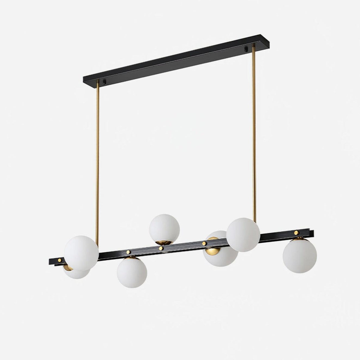 Planeta Linear Pendant Light in Brass and Glass for Kitchen Island and Dining Room