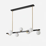 Planeta Linear Pendant Light in Brass and Glass for Kitchen Island and Dining Room